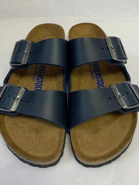 Birkenstock Arizona Blue Oiled Leather Soft Footbed Narrow Width Sandals